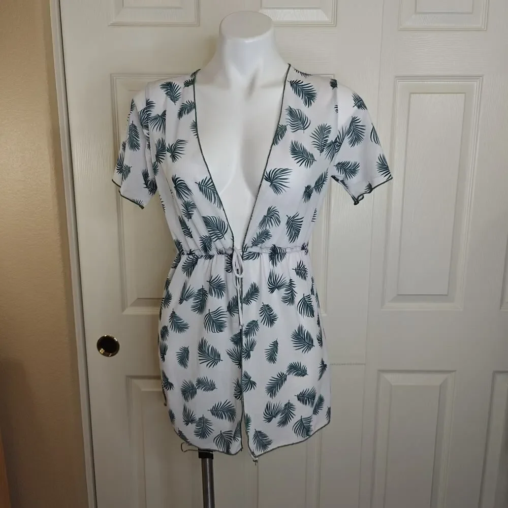 Girl's Shein palm print stretch mesh swim coverup 12-13Y